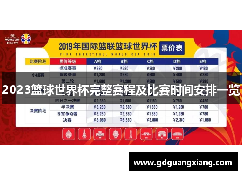 2023篮球世界杯完整赛程及比赛时间安排一览